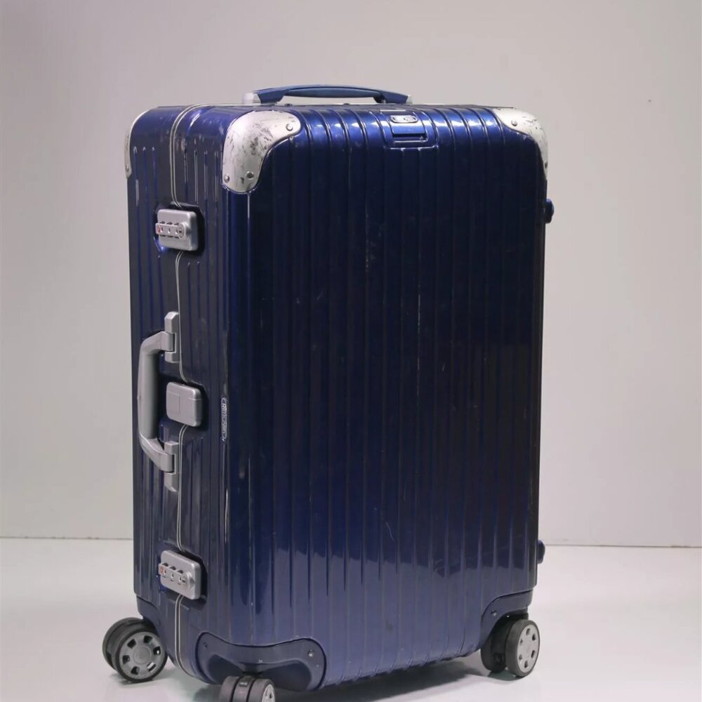 $1699 Authentic RIMOWA Made in CANADA Blue Aluminum 4 Wheels 32L Sz.26 X 16 X 9